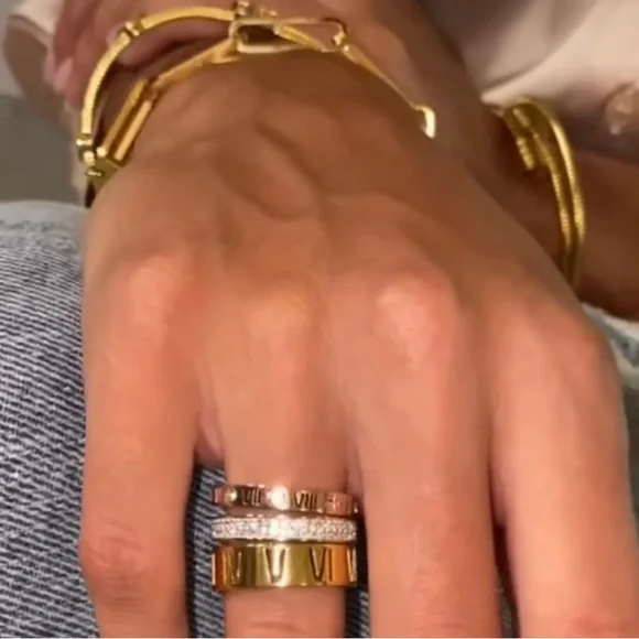 TRIPLE STACK STONE RING - GOLD - Picture 2 of 5